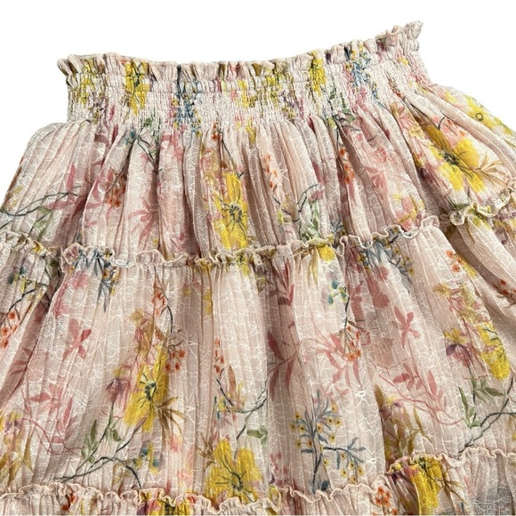 Tularosa Women’s Pink Floral Tiered Lined Mini Skirt In Size XS - Picture 2 of 6